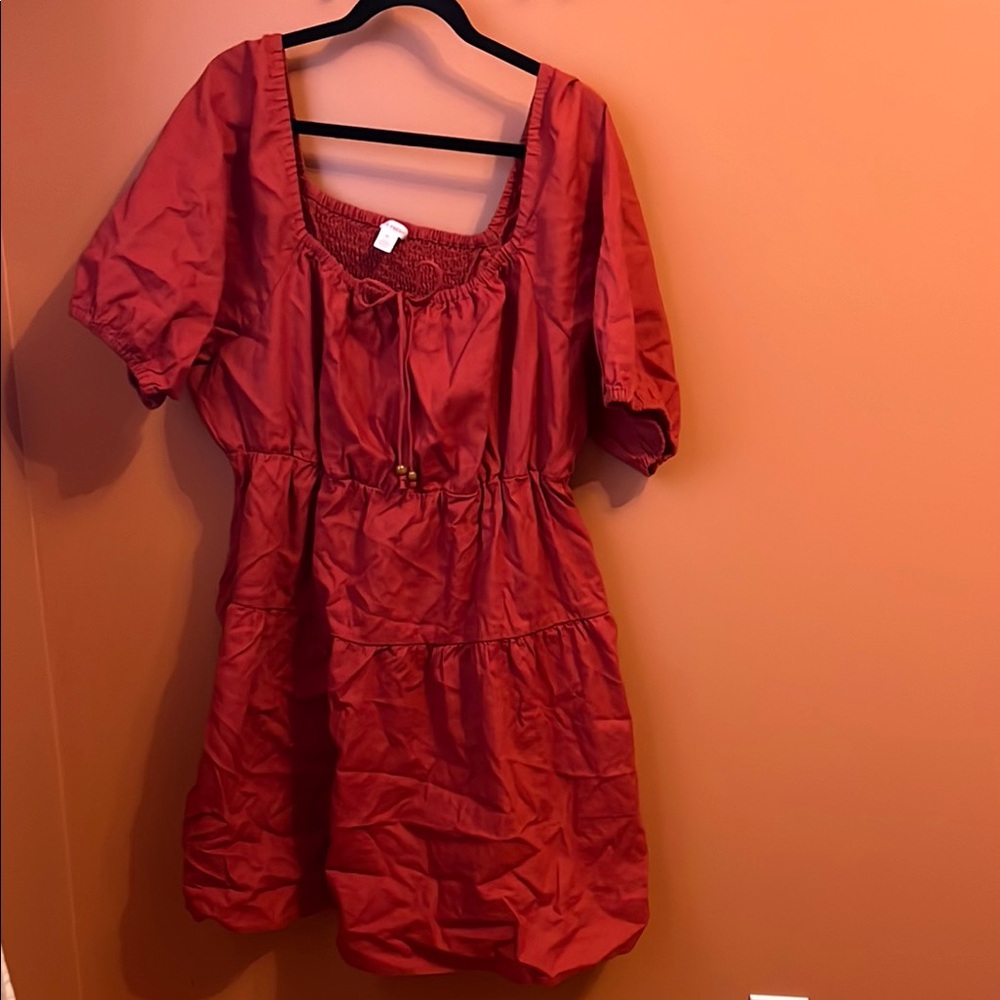 Chic Red Puff Sleeve Dress